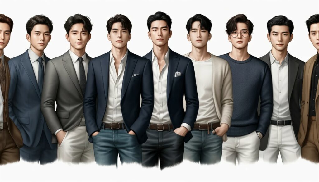 韓国カジノのドレスコードに適した服装の男性たち