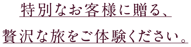 特別なお客様に贈る、贅沢な旅をご体験ください。